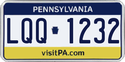 PA license plate LQQ1232
