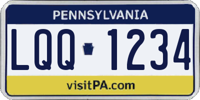 PA license plate LQQ1234