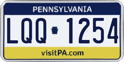 PA license plate LQQ1254