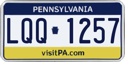 PA license plate LQQ1257