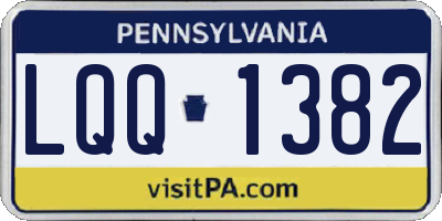 PA license plate LQQ1382