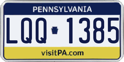 PA license plate LQQ1385