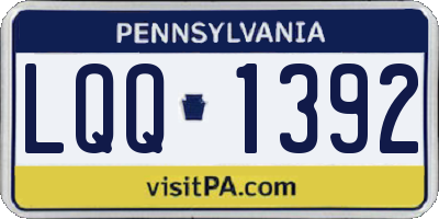 PA license plate LQQ1392