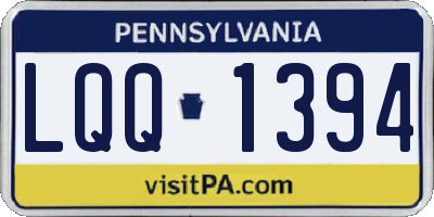 PA license plate LQQ1394