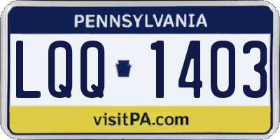 PA license plate LQQ1403