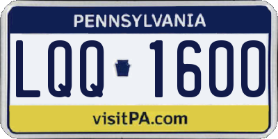 PA license plate LQQ1600