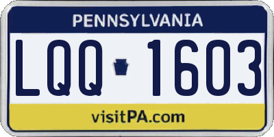 PA license plate LQQ1603