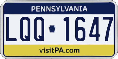 PA license plate LQQ1647