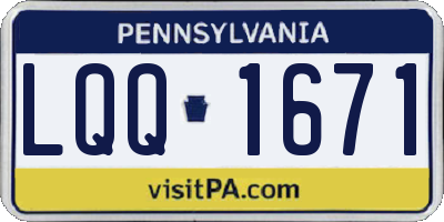 PA license plate LQQ1671