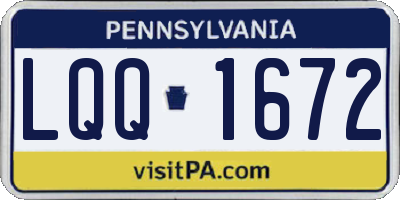 PA license plate LQQ1672