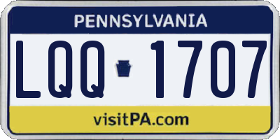 PA license plate LQQ1707
