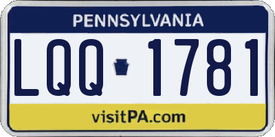 PA license plate LQQ1781