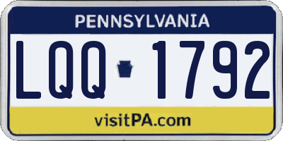 PA license plate LQQ1792