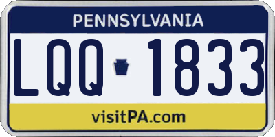 PA license plate LQQ1833