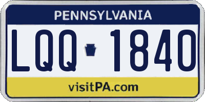 PA license plate LQQ1840