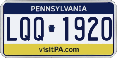 PA license plate LQQ1920