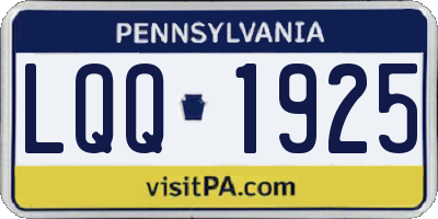 PA license plate LQQ1925