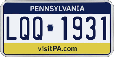 PA license plate LQQ1931