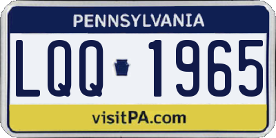 PA license plate LQQ1965