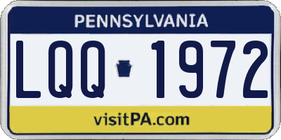 PA license plate LQQ1972