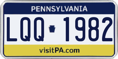 PA license plate LQQ1982