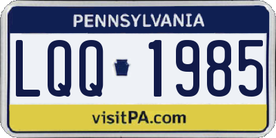 PA license plate LQQ1985