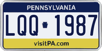 PA license plate LQQ1987