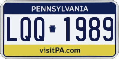 PA license plate LQQ1989