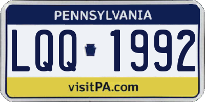 PA license plate LQQ1992