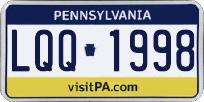 PA license plate LQQ1998