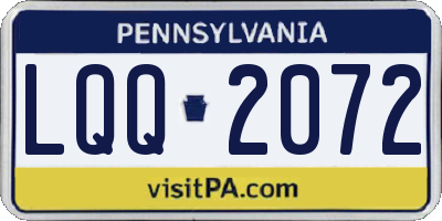PA license plate LQQ2072