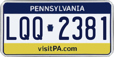 PA license plate LQQ2381