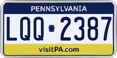PA license plate LQQ2387