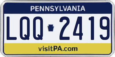 PA license plate LQQ2419
