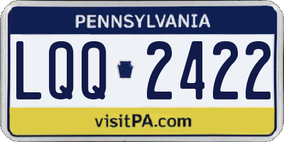 PA license plate LQQ2422