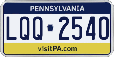 PA license plate LQQ2540
