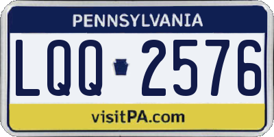 PA license plate LQQ2576