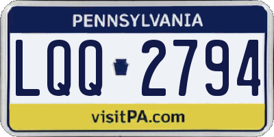 PA license plate LQQ2794