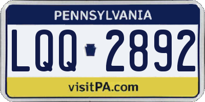 PA license plate LQQ2892