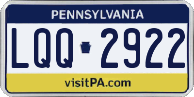 PA license plate LQQ2922