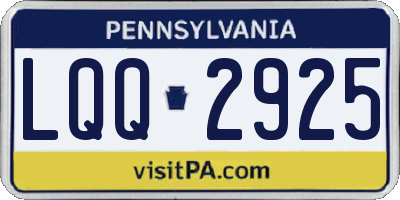 PA license plate LQQ2925