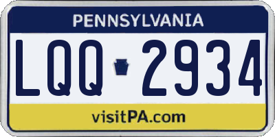 PA license plate LQQ2934