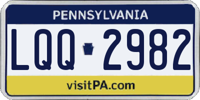 PA license plate LQQ2982