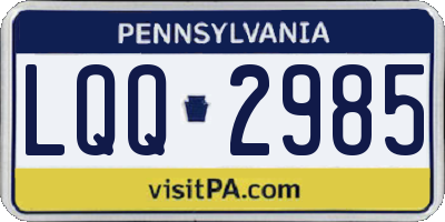 PA license plate LQQ2985