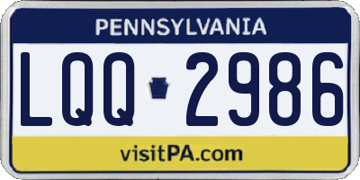 PA license plate LQQ2986