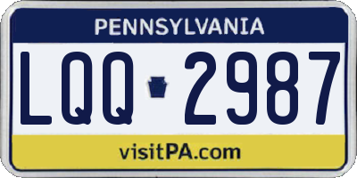 PA license plate LQQ2987