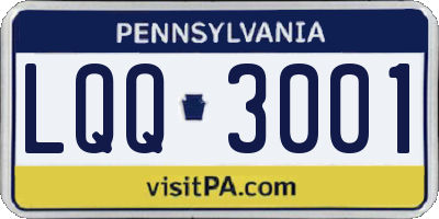 PA license plate LQQ3001