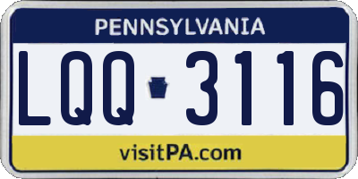 PA license plate LQQ3116