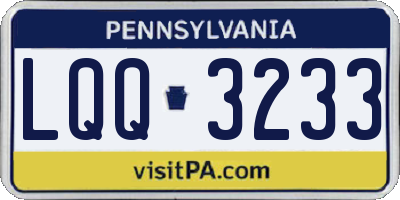 PA license plate LQQ3233