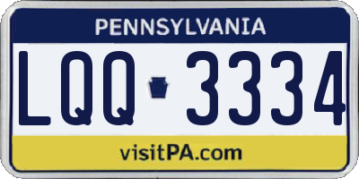 PA license plate LQQ3334